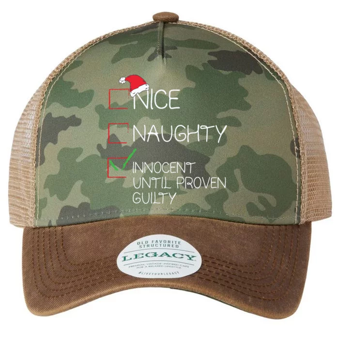 Nice Naughty Innocent Until Proven Guilty Christmas List Legacy Tie Dye Trucker Hat