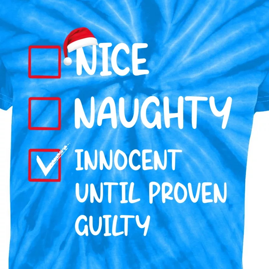 Nice Naughty Innocent Until Proven Guilty Christmas Family Gift Kids Tie-Dye T-Shirt