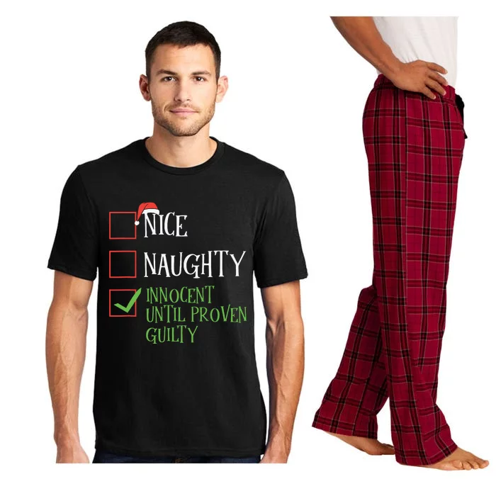 Nice Naughty Innocent Until Proven Guilty Christmas List Pajama Set