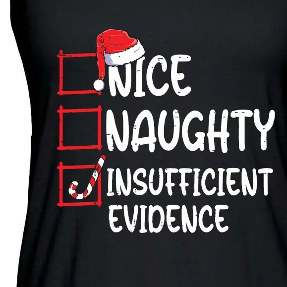 Nice Naughty Insufficient Evidence Christmas List Santa Ladies Essential Flowy Tank