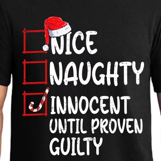 Nice Naughty Innocent Until Proven Guilty Christmas List Funny Gift Pajama Set