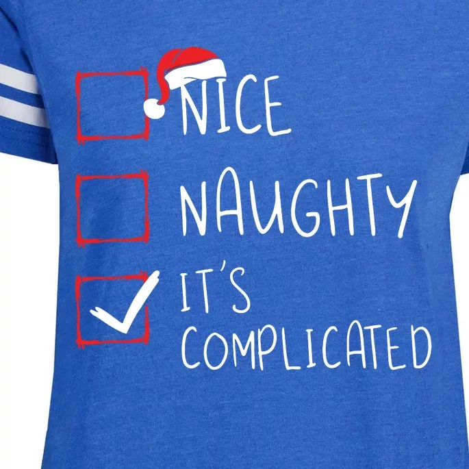 Nice Naughty Its Complicated Christmas List Santa Claus Enza Ladies Jersey Football T-Shirt