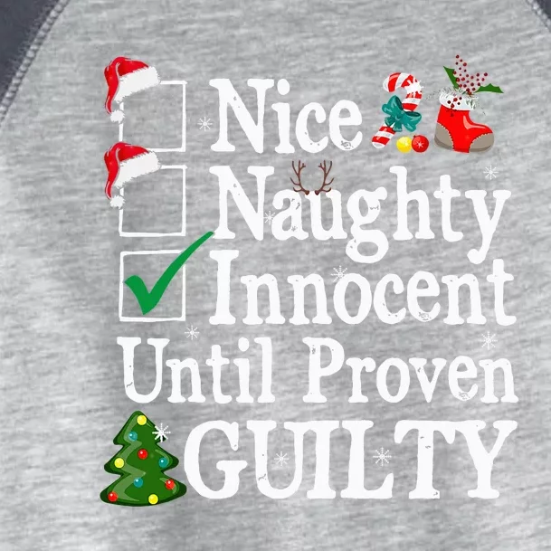 Nice Naughty Innocent Until Proven Guilty Christmas List Toddler Fine Jersey T-Shirt