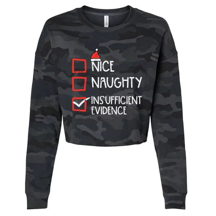 Nice Naughty Insufficient Evidence Christmas Fun Xmas Lawyer Cropped Pullover Crew