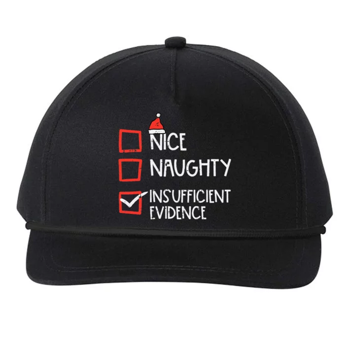 Nice Naughty Insufficient Evidence Christmas Fun Xmas Lawyer Snapback Five-Panel Rope Hat