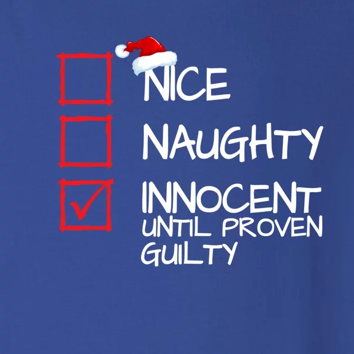 Nice Naughty Innocent Until Proven Guilty Christmas List Say Gift Toddler Long Sleeve Shirt