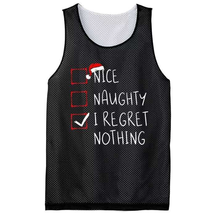 Nice Naughty I Regret Nothing Christmas List Santa Claus Mesh Reversible Basketball Jersey Tank