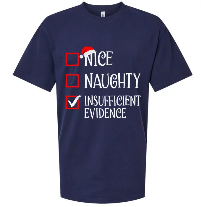 Nice Naughty Insufficient Evidence Funny Christmas List Sueded Cloud Jersey T-Shirt