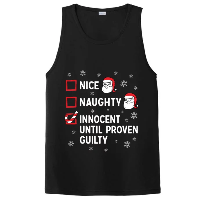 Nice Naughty Innocent Until Proven Guilty Christmas Cool Gift Performance Tank