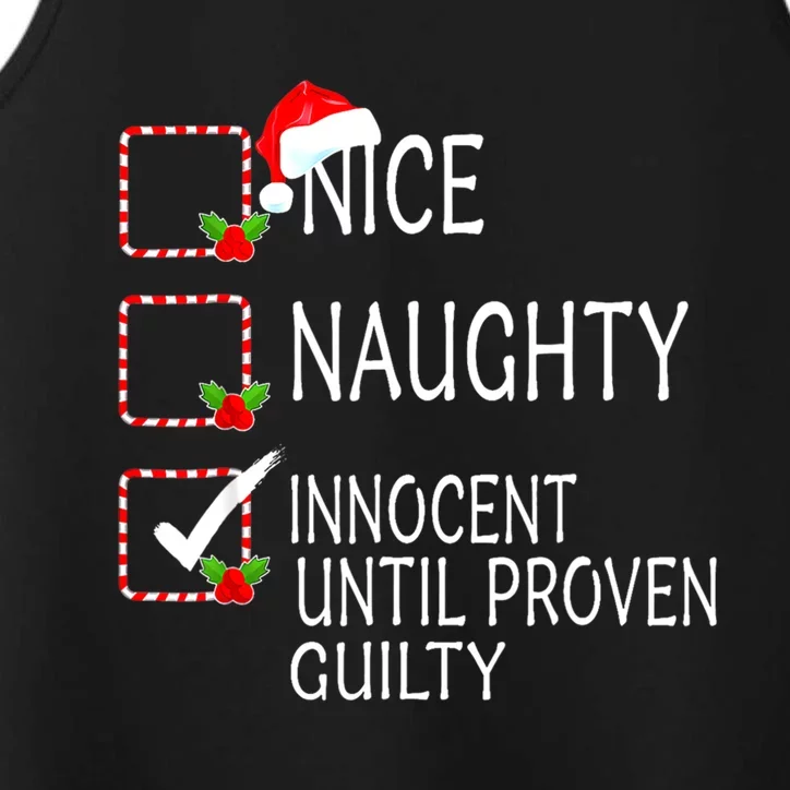 Nice Naughty Innocent Until Proven Guilty Christmas Xmas Gift Performance Tank