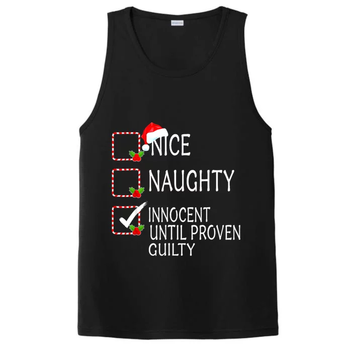 Nice Naughty Innocent Until Proven Guilty Christmas Xmas Gift Performance Tank