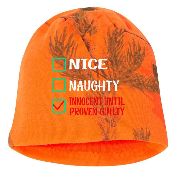 Nice Naughty Innocent Until Proven Guilty Funny Christmas Kati - Camo Knit Beanie