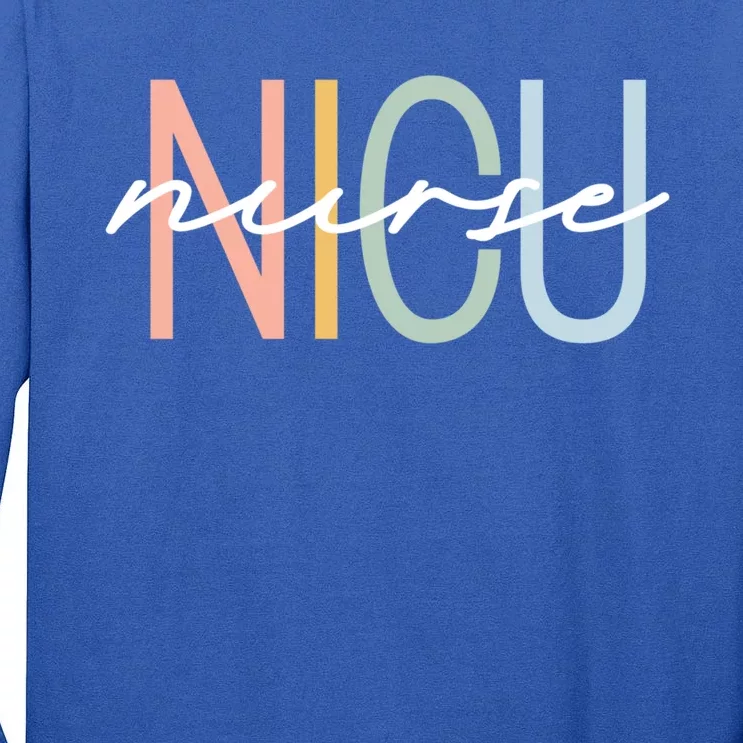 Nicu Nurse Icu Neonatal Boho Rainbow Team Tiny Hu Retro Great Gift Tall Long Sleeve T-Shirt