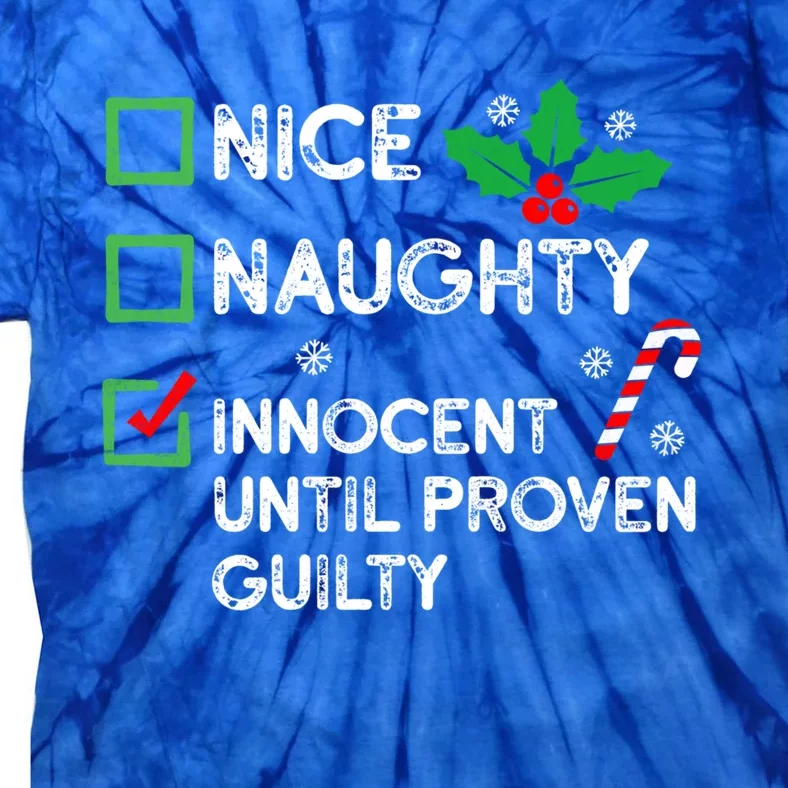 Nice Naughty Innocent Until Proven Guilty Funny Xmas List Great Gift Tie-Dye T-Shirt