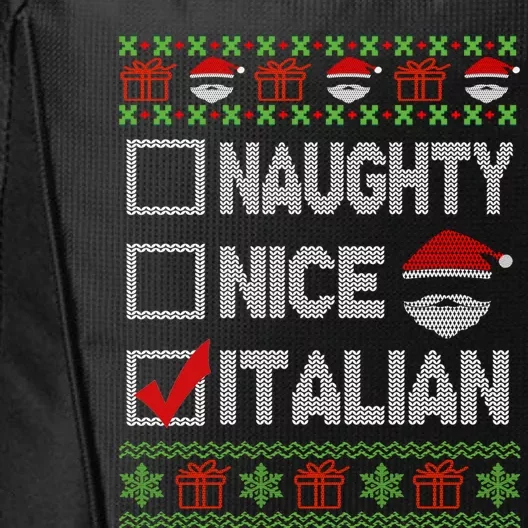 Naughty Nice Italian Xmas Santa Ugly Sweater Funny Christmas Gift City Backpack