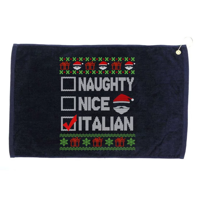 Naughty Nice Italian Xmas Santa Ugly Sweater Funny Christmas Gift Grommeted Golf Towel