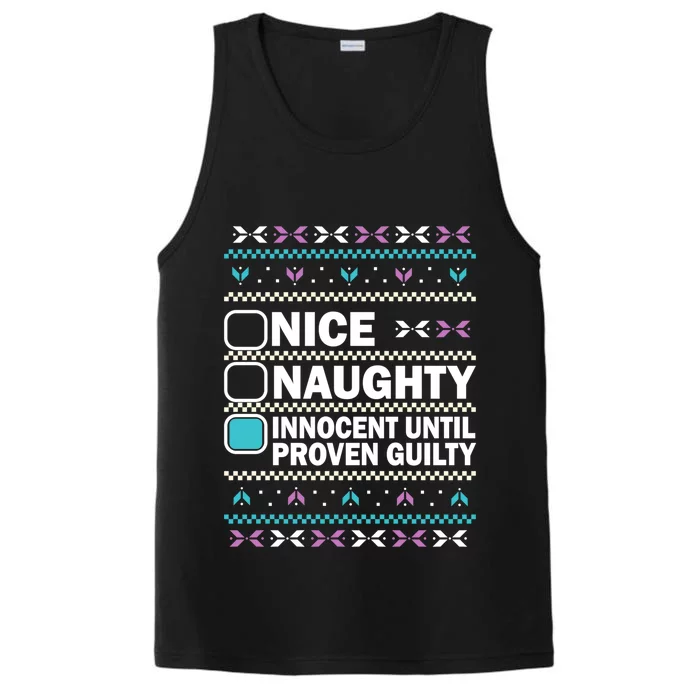 Nice Naughty Innocent Until Proven Guilty Christmas Gift Performance Tank