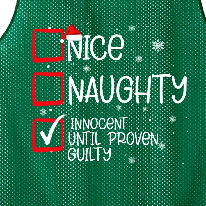 Nice Naughty Innocent Until Proven Guilty Christmas List Mesh Reversible Basketball Jersey Tank