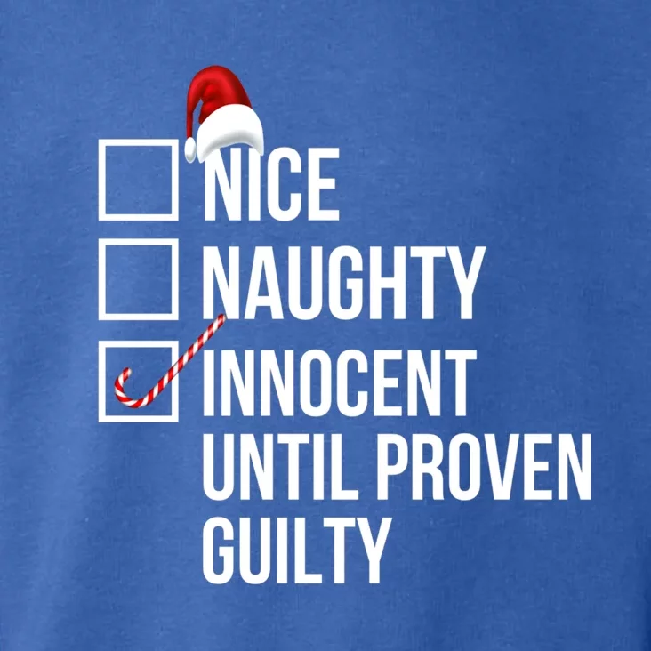 Nice Naughty Innocent Until Proven Guilty Christmas List Gift Toddler Hoodie