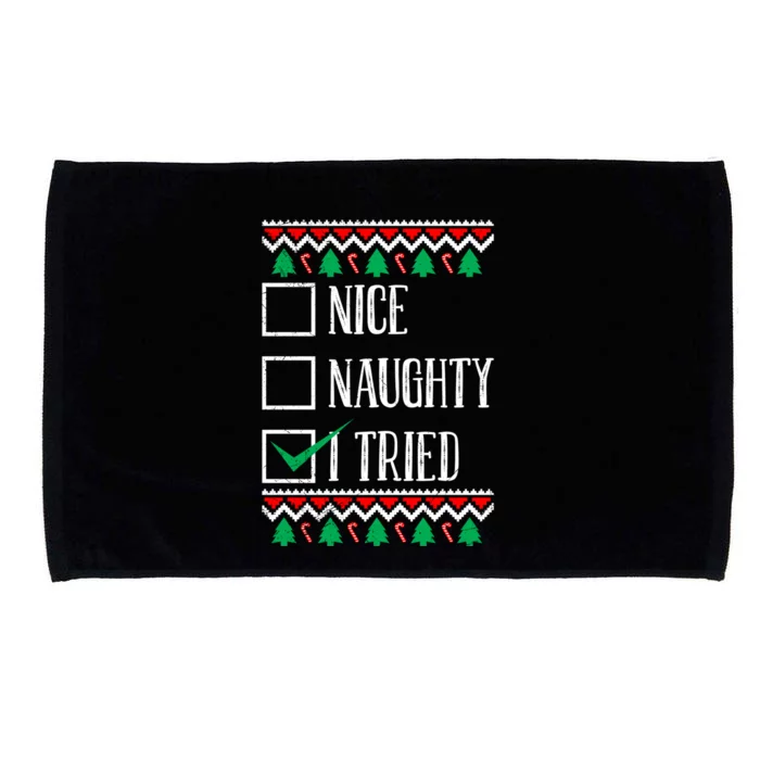 Nice Naughty I Tried Christmas Microfiber Hand Towel