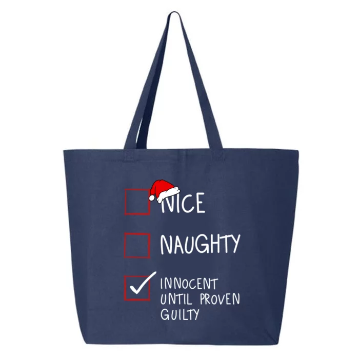 Nice Naughty Innocent Until Proven Guilty Christmas List Gift 25L Jumbo Tote