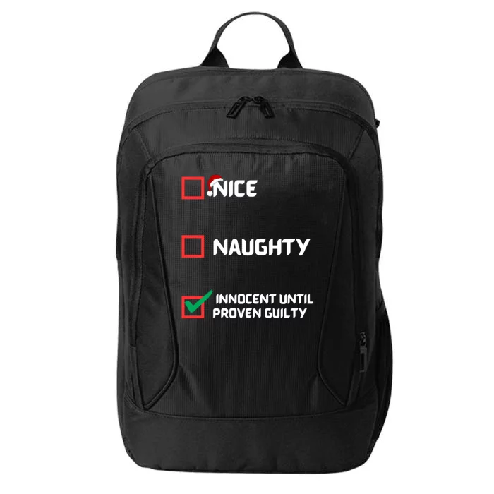 Nice Naughty Innocent Until Proven Guilty Christmas List City Backpack