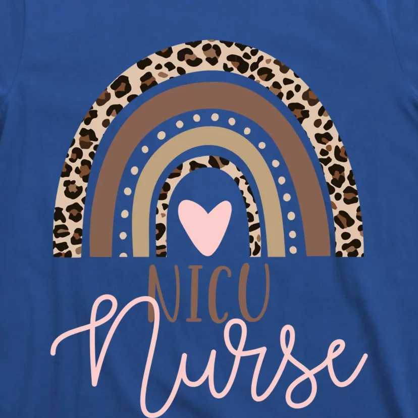 Nicu Nurse Icu Neonatal Leopard Rainbow Boho Tiny Hu Cool Gift T-Shirt