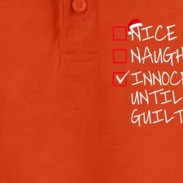 Nice Naughty Innocent Until Proven Guilty Gift Dry Zone Grid Performance Polo