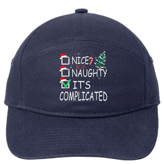 Nice Naughty It's Complicated Christmas List Santa Claus 7-Panel Snapback Hat