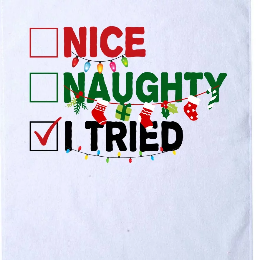 Nice Naughty I Tried Funny Christmas Checklist Platinum Collection Golf Towel