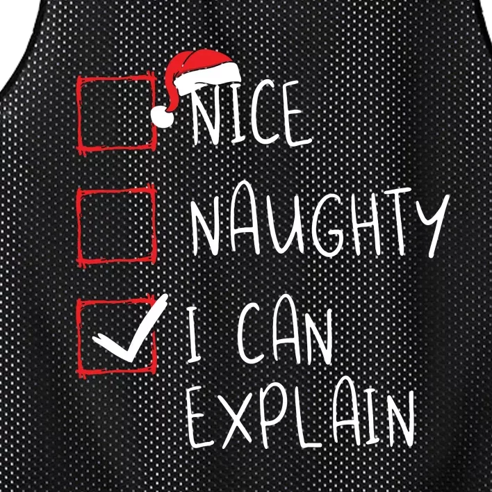 Nice Naughty I Can Explain Christmas List Xmas Santa Claus Mesh Reversible Basketball Jersey Tank