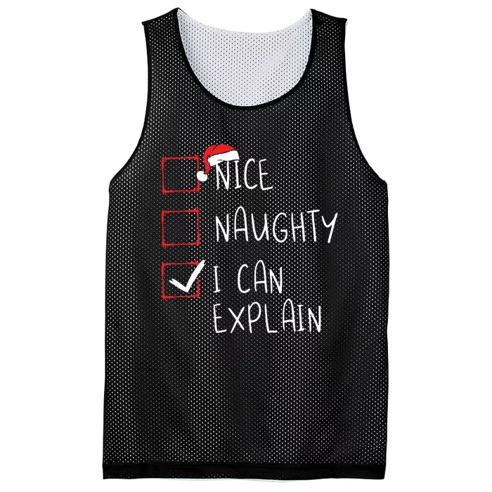 Nice Naughty I Can Explain Christmas List Xmas Santa Claus Mesh Reversible Basketball Jersey Tank