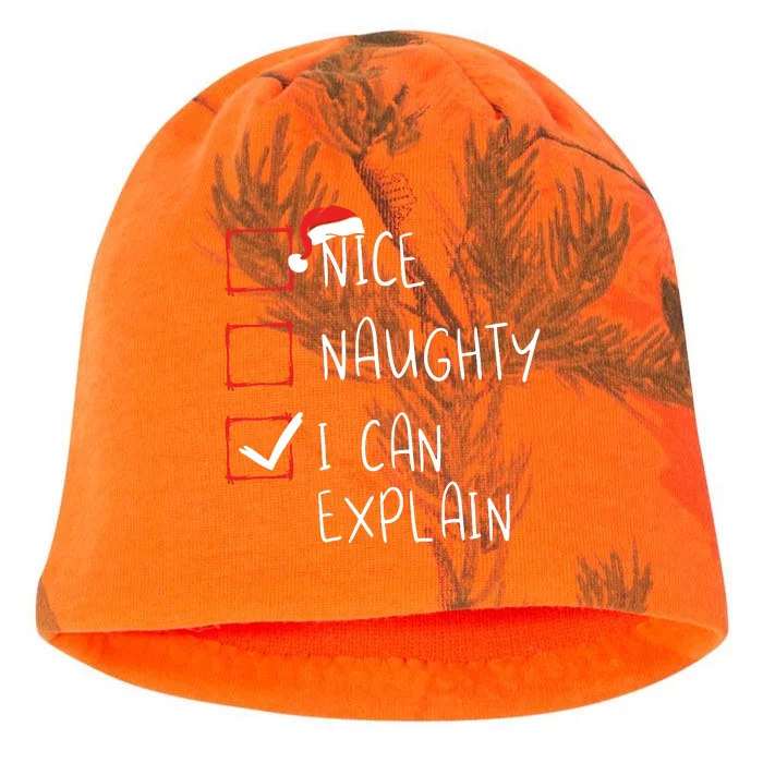 Nice Naughty I Can Explain Christmas List Xmas Santa Claus Kati - Camo Knit Beanie