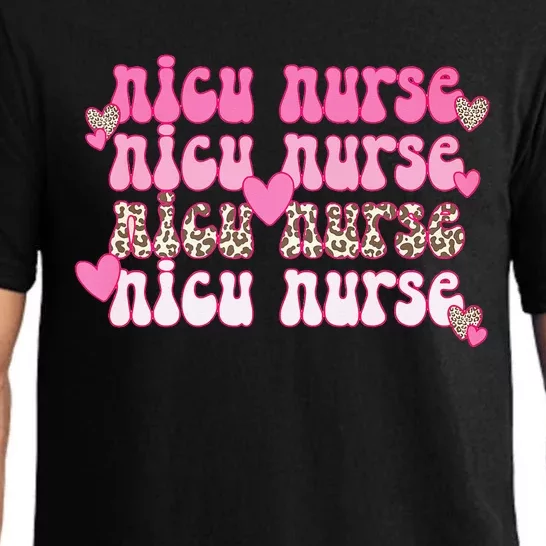 NICU Nurse ICU Neonatal Boho Leopard Valentine's Day Pajama Set