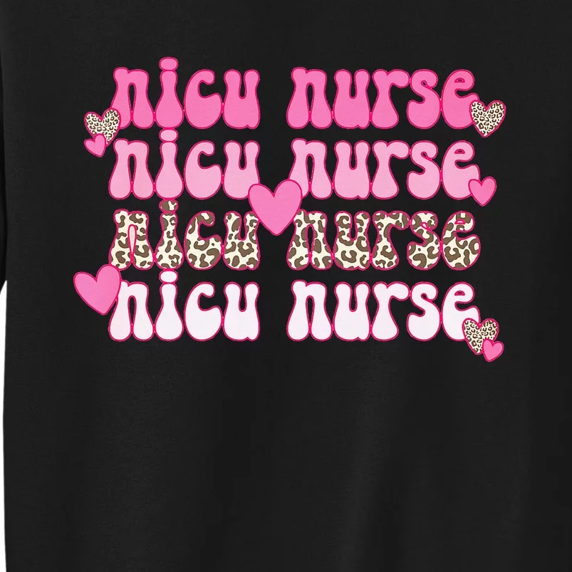 NICU Nurse ICU Neonatal Boho Leopard Valentine's Day Tall Sweatshirt