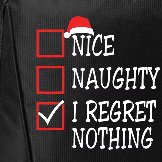 Nice Naughty I Regret Nothing Christmas List Santa Claus City Backpack