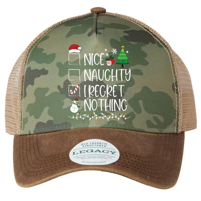 Nice Naughty I Regret Nothing Christmas List Santa Claus Legacy Tie Dye Trucker Hat