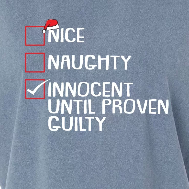 Nice Naughty Innocent Until Proven Guilty Christmas List Garment-Dyed Women's Muscle Tee