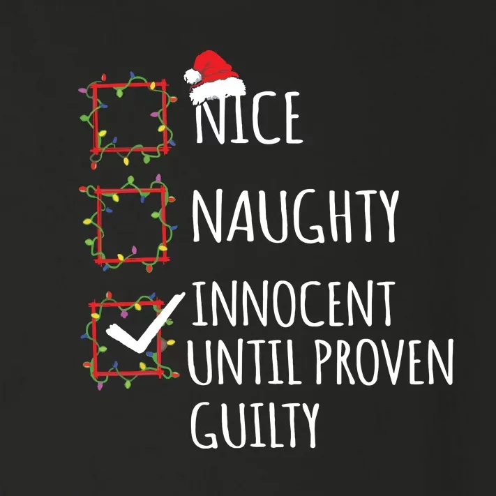 Nice Naughty Innocent Until Proven Guilty Christmas List Toddler Long Sleeve Shirt