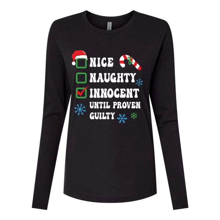 Nice Naughty Innocent Until Proven Guilty Checklist Naughty Or Nice Womens Cotton Relaxed Long Sleeve T-Shirt