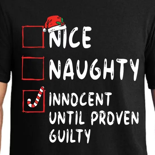 Nice Naughty Innocent Until Proven Guilty Christmas List Pajama Set