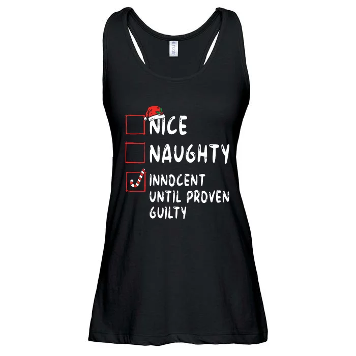 Nice Naughty Innocent Until Proven Guilty Christmas List Ladies Essential Flowy Tank