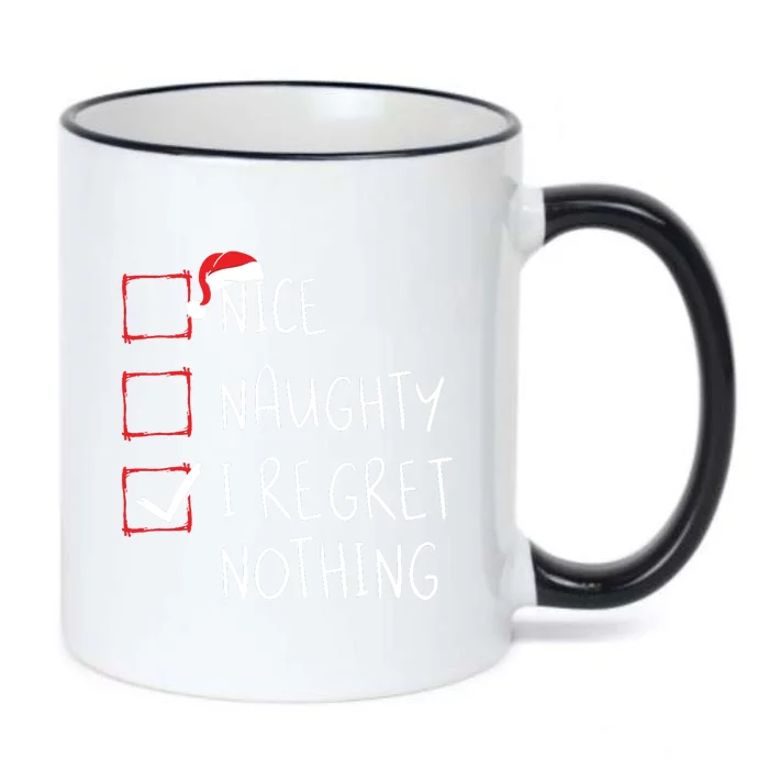 Nice Naughty I Regret Nothing Christmas List Santa Claus Black Color Changing Mug