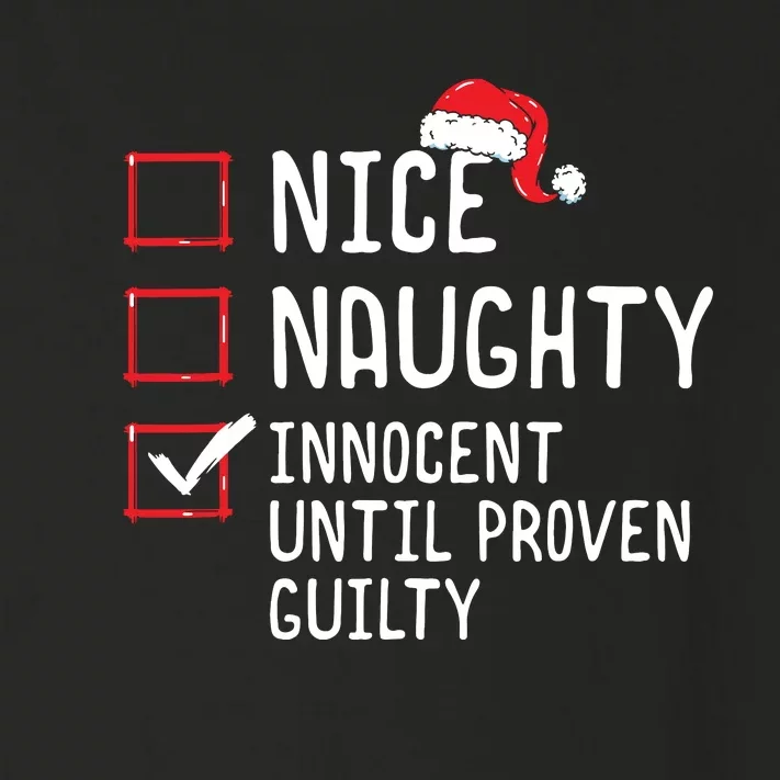 Nice Naughty Innocent Until Proven Guilty Christmas List Toddler Long Sleeve Shirt