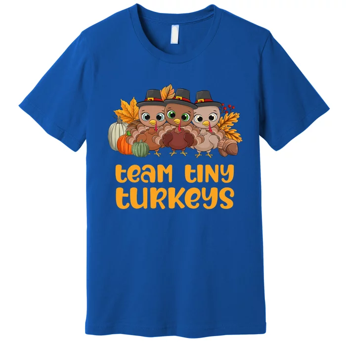 Nicu Nurse Icu Neonatal Team Tiny Turkeys Fall Thanksgiving Gift Premium T-Shirt