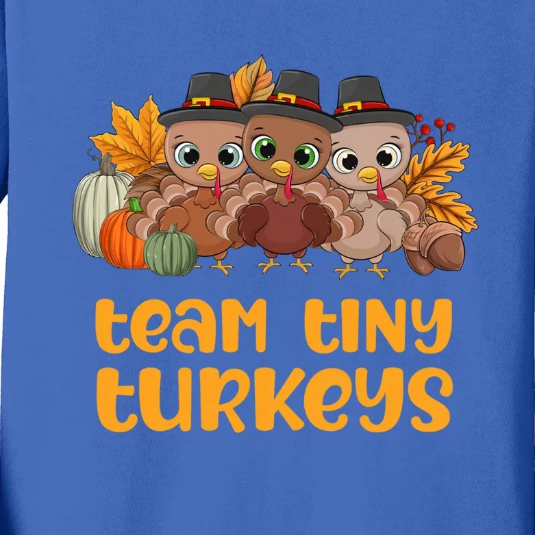 Nicu Nurse Icu Neonatal Team Tiny Turkeys Fall Thanksgiving Gift Kids Long Sleeve Shirt