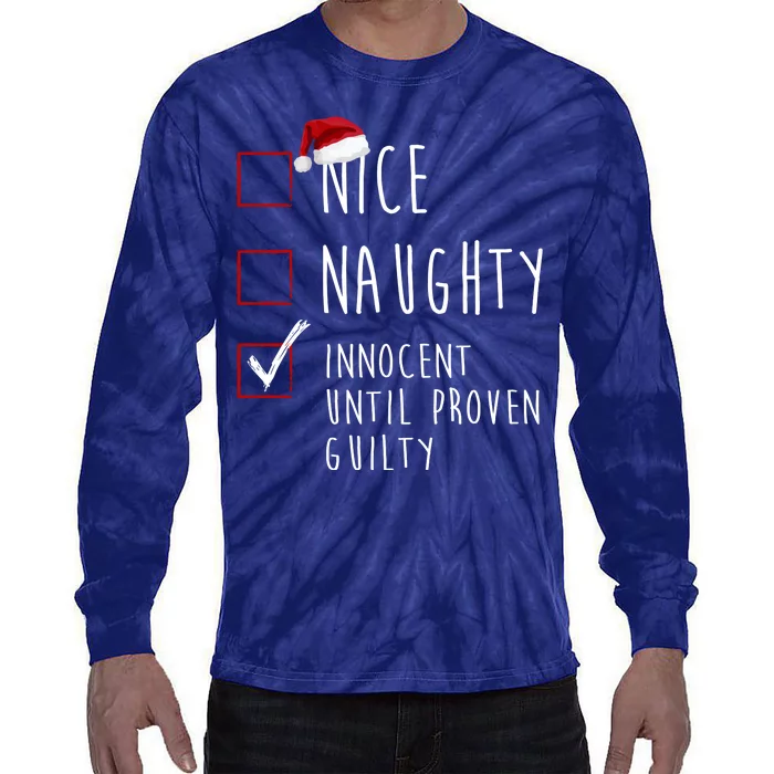 Nice Naughty Innocent Until Proven Guilty Christmas Checklist Tie-Dye Long Sleeve Shirt