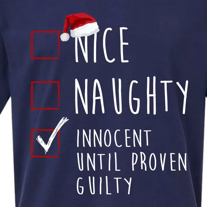 Nice Naughty Innocent Until Proven Guilty Christmas Checklist Sueded Cloud Jersey T-Shirt