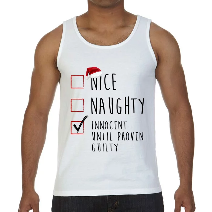 Nice Naughty Innocent Until Proven Guilty Christmas Checklist Comfort Colors® Tank Top