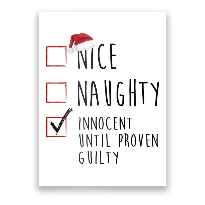 Nice Naughty Innocent Until Proven Guilty Christmas Checklist Poster